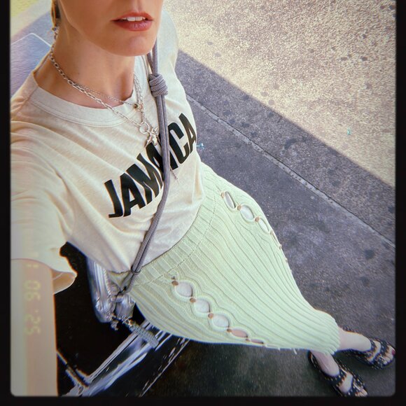 Baserange LouLou Mint Green Knit Skirt w/ Cutouts Small - Picture 4 of 8